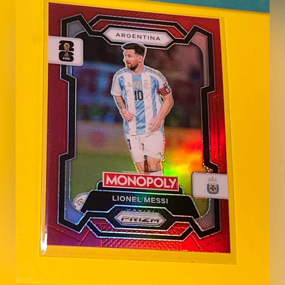 2026 FIFA World Cup Monopoly Red Prizm Card SSP #1 Lionel Messi Argentina - Picture 2 of 6